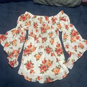 Off The Shoulder White Flower Dress